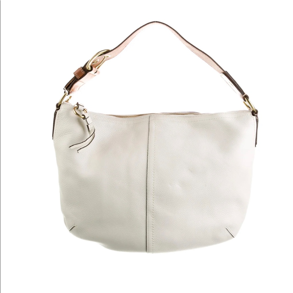 Vintage Coach Leather Boho Bag - White- Authenticate Shoulder Bag- 5 Star Seller